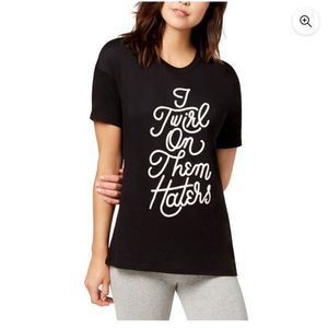 Women's Twirl On Them Haters Embellished T-Shirt, Black White Women’s Size Large